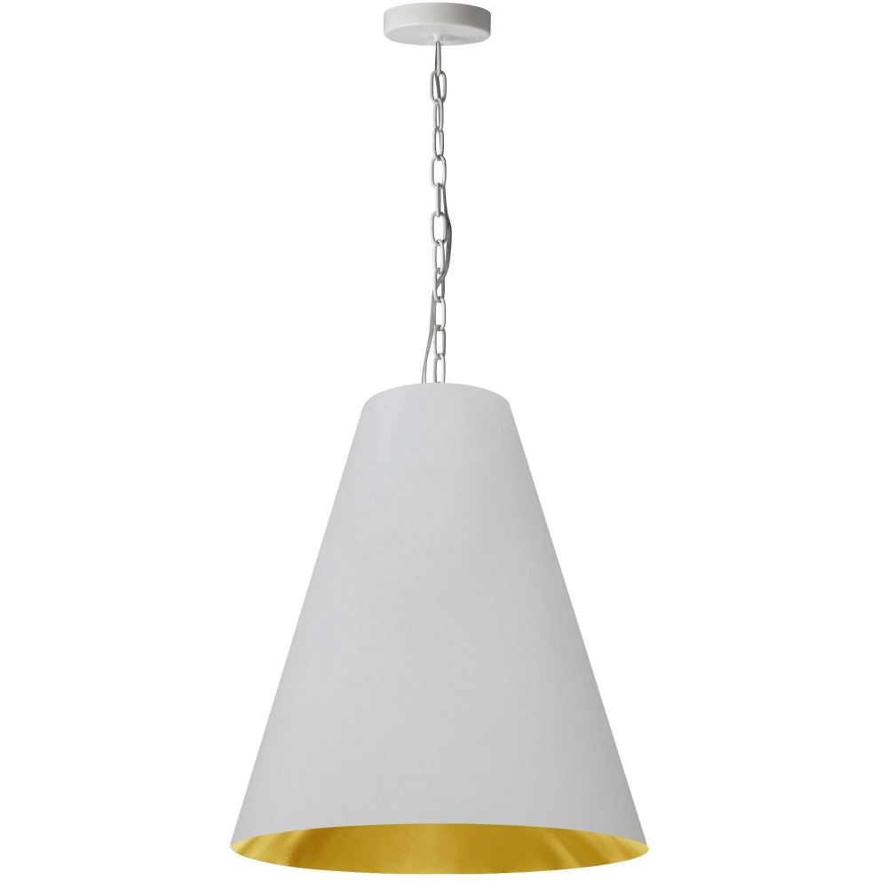 1 Light Medium Anaya Matte White Pendant with White/Gold Shade