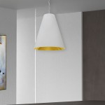 1 Light Medium Anaya Matte White Pendant with White/Gold Shade