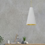 1 Light Small Anaya Aged Brass Pendant with White/Gold Shade