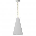 1 Light Small Anaya Aged Brass Pendant w/ White Shade