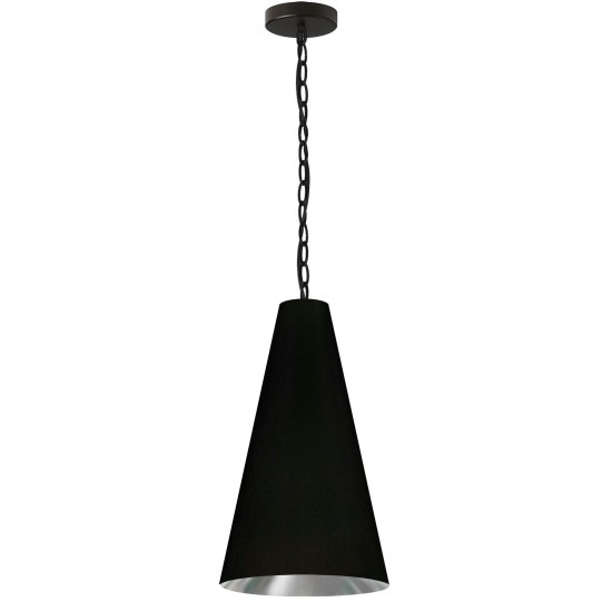 1 Light Small Anaya Matte Black Pendant with Black/Silver Shade