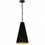 1 Light Small Anaya Matte Black Pendant with Black/Gold Shade