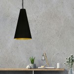 1 Light Small Anaya Matte Black Pendant with Black/Gold Shade