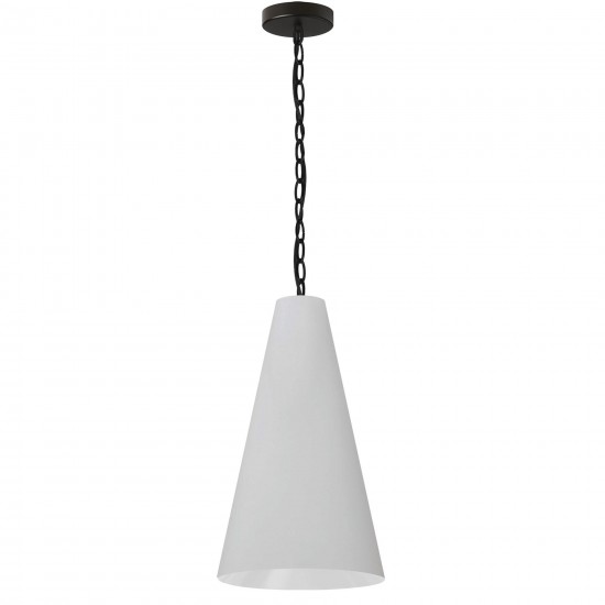 1 Light Small Anaya Matte Black Pendant w/ White Shade