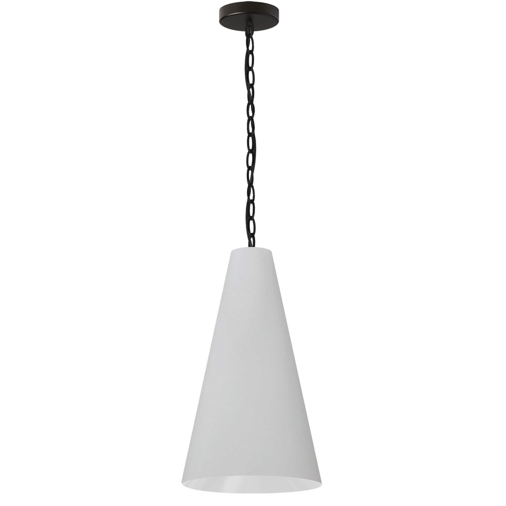 1 Light Small Anaya Matte Black Pendant w/ White Shade