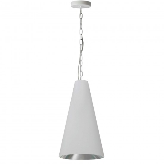 1 Light Small Anaya Matte White Pendant with White/Silver Shade