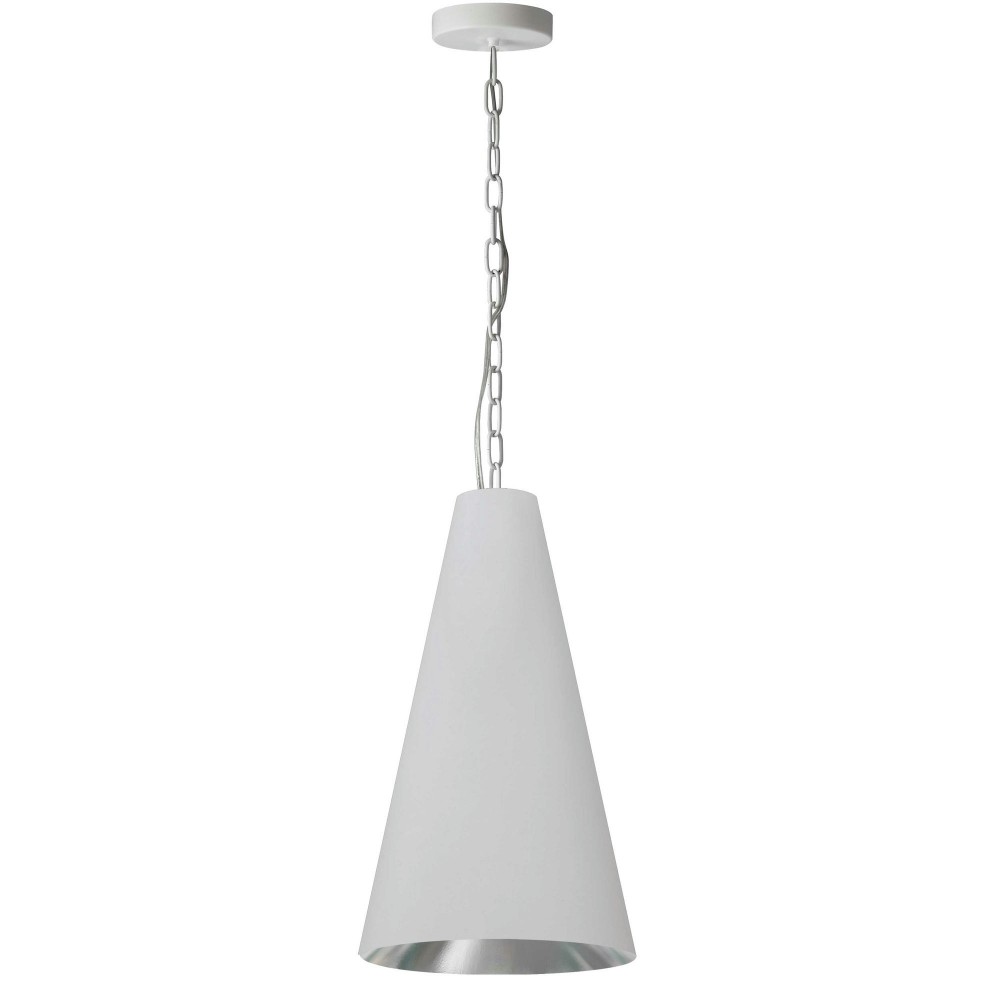 1 Light Small Anaya Matte White Pendant with White/Silver Shade 1 Light Small Anaya Matte White Pendant with White/Silver Shade