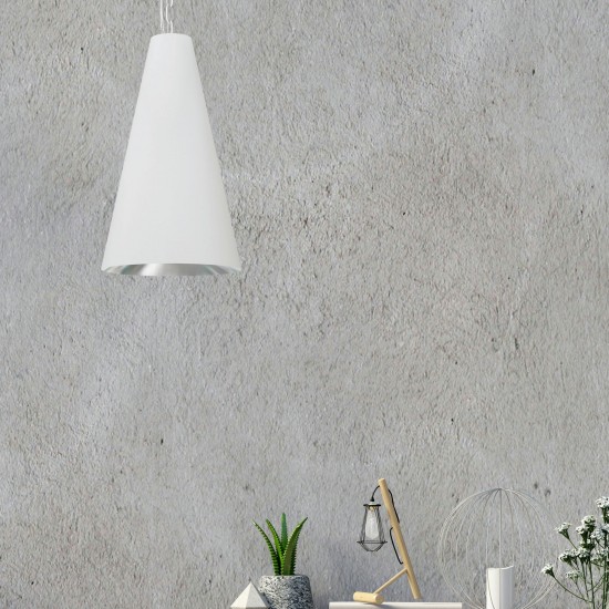 1 Light Small Anaya Matte White Pendant with White/Silver Shade