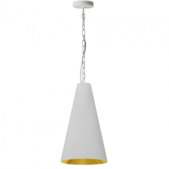 1 Light Small Anaya Matte White Pendant with White/Gold Shade