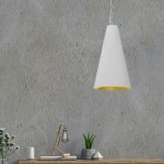 1 Light Small Anaya Matte White Pendant with White/Gold Shade