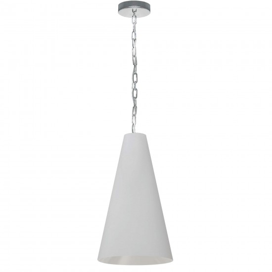 1 Light Small Anaya Polished Chrome Pendant w/ White Shade