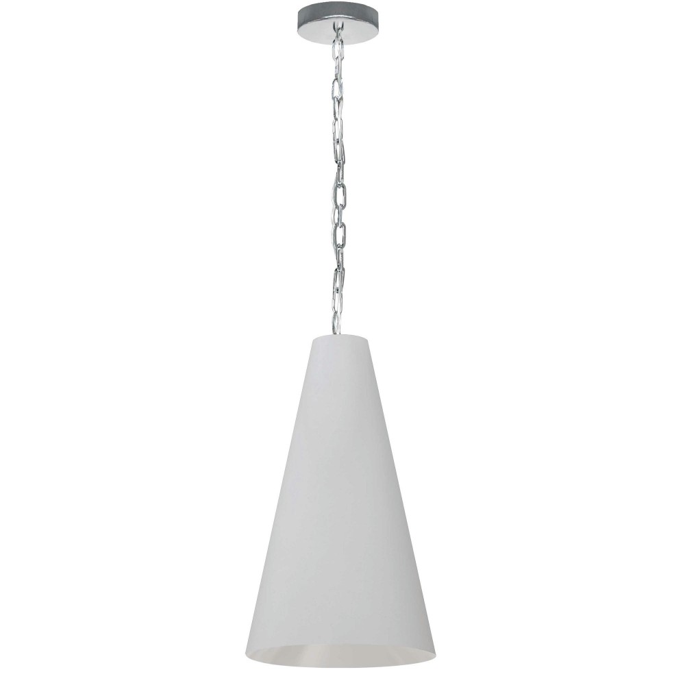 1 Light Small Anaya Polished Chrome Pendant w/ White Shade