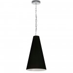 1 Light Small Anaya Polished Chrome Pendant w/ Black Shade