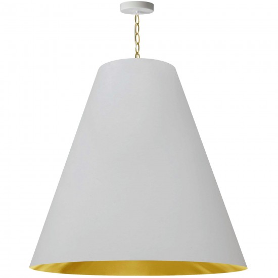 1 Light X-Large Anaya Aged Brass Pendant with White/Gold Shade