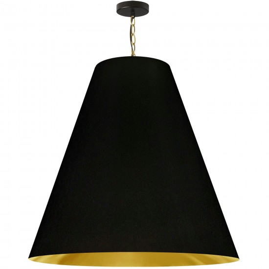 1 Light X-Large Anaya Aged Brass Pendant with Black/Gold Shade