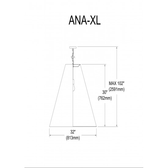 1 Light X-Large Anaya Aged Brass Pendant with Black/Gold Shade