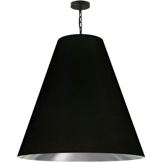 1 Light X-Large Anaya Matte Black Pendant with Black/Silver Shade