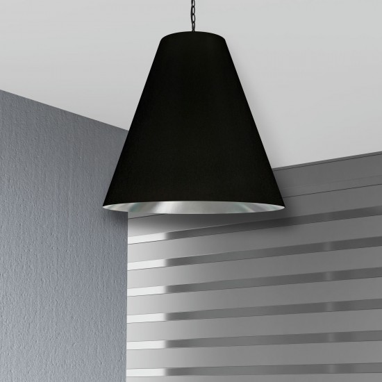 1 Light X-Large Anaya Matte Black Pendant with Black/Silver Shade