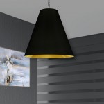 1 Light X-Large Anaya Matte Black Pendant with Black/Gold Shade