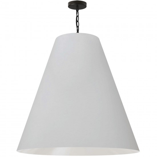 1 Light X-Large Anaya Matte Black Pendant w/ White Shade