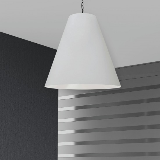 1 Light X-Large Anaya Matte Black Pendant w/ White Shade