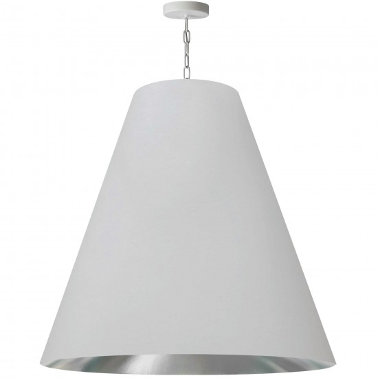 1 Light X-Large Anaya Matte White Pendant with White/Silver Shade