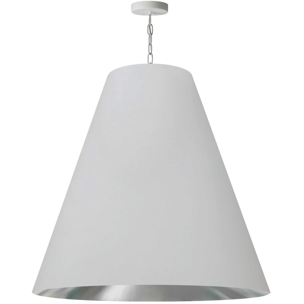 1 Light X-Large Anaya Matte White Pendant with White/Silver Shade