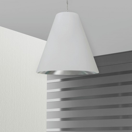 1 Light X-Large Anaya Matte White Pendant with White/Silver Shade