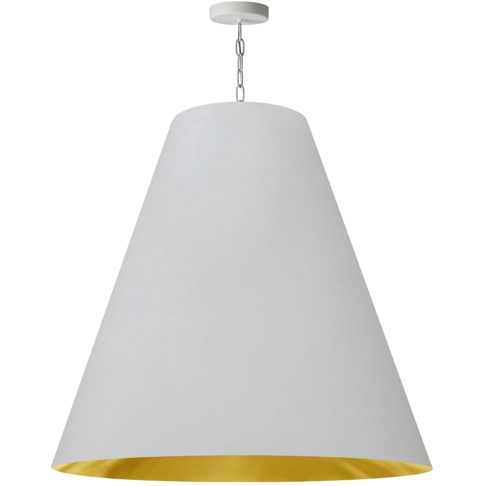 1 Light X-Large Anaya Matte White Pendant with White/Gold Shade