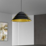 1Light Aranza Pendant, Black/Gold Shade, Black