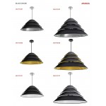 1Light Aranza Pendant, Black/Gold Shade, Black