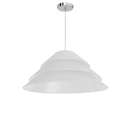 1Light Aranza Pendant, White Shade, Polished Chrome