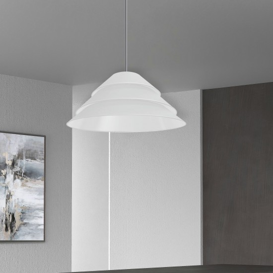 1Light Aranza Pendant, White Shade, Polished Chrome