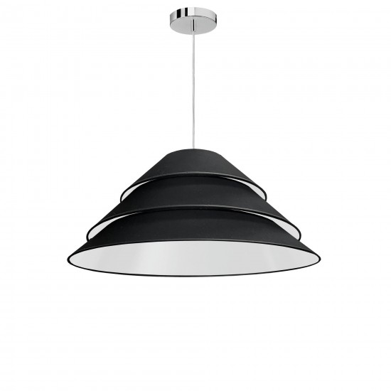 1Light Aranza Pendant, Black Shade, Polished Chrome