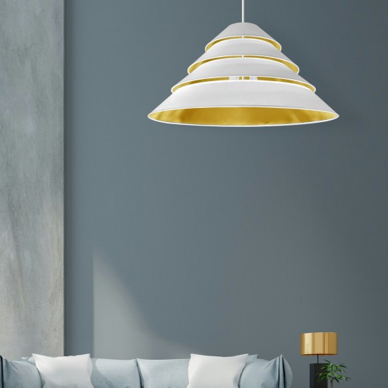 4Light Aranza Pendant, White/Gold Shade, White