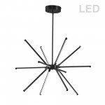 32 Watt LED Chandelier Matte Black w/ White Acrylic Diffuser