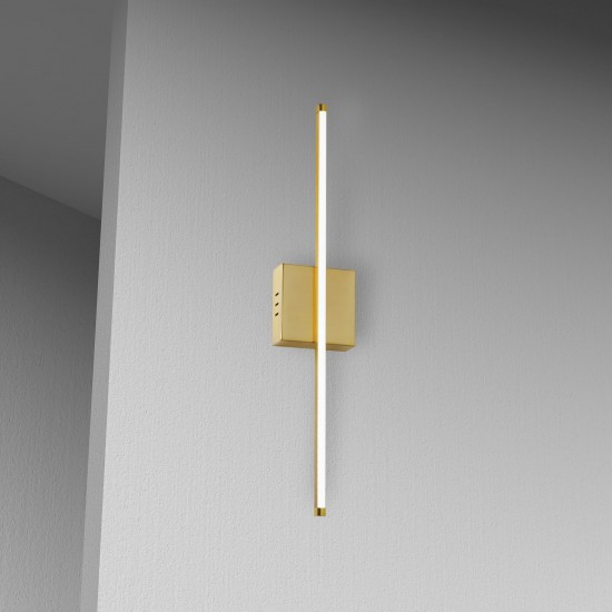 19W LED Wall Sconce, Aged Brass w/ White Acrylic Diffuser, ARY-2519LEDW-AGB