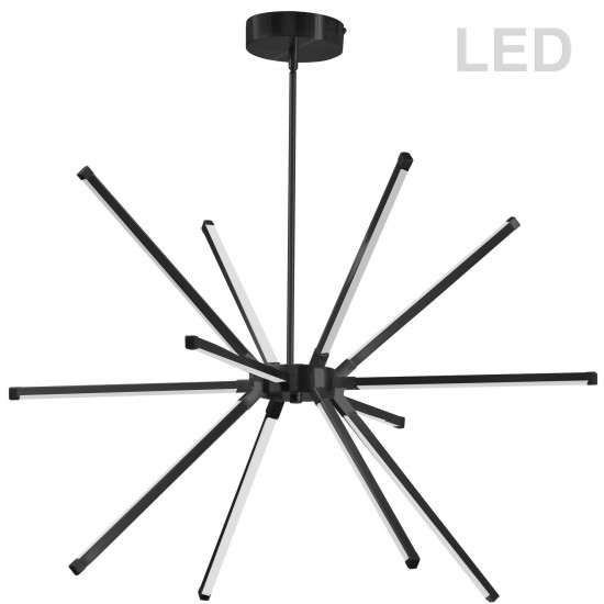 60W LED Chandelier, Matte Black with White Acrylic Diffuser