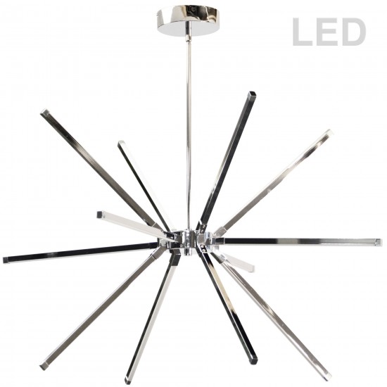 60W LED Chandelier, Polished Chrome with White Acrylic Diffuser