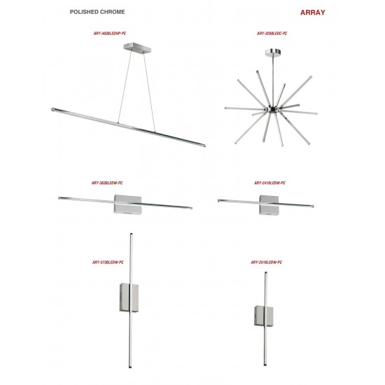 60W LED Chandelier, Polished Chrome with White Acrylic Diffuser
