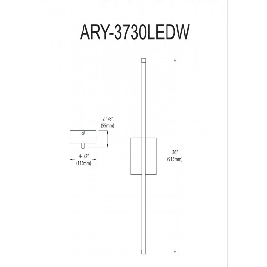 30 Watt LED Wall Sconce Polished Chrome w/White Acrylic Diffuser