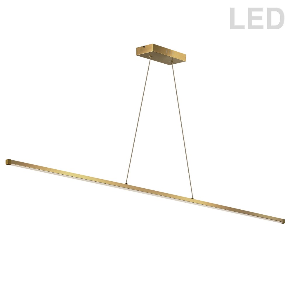 30W LED Horizontal Pendant, Aged Brass with White Acrylic Diffuser