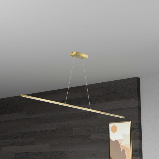 30W LED Horizontal Pendant, Aged Brass with White Acrylic Diffuser