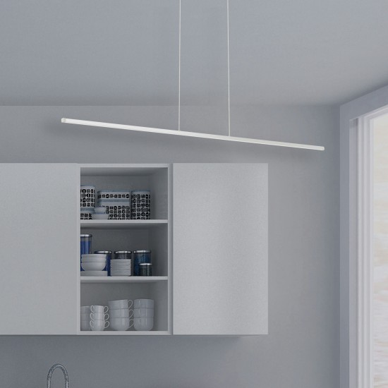 30W Horizontal Matte White Pendant w/ White Acrylic Diffuser