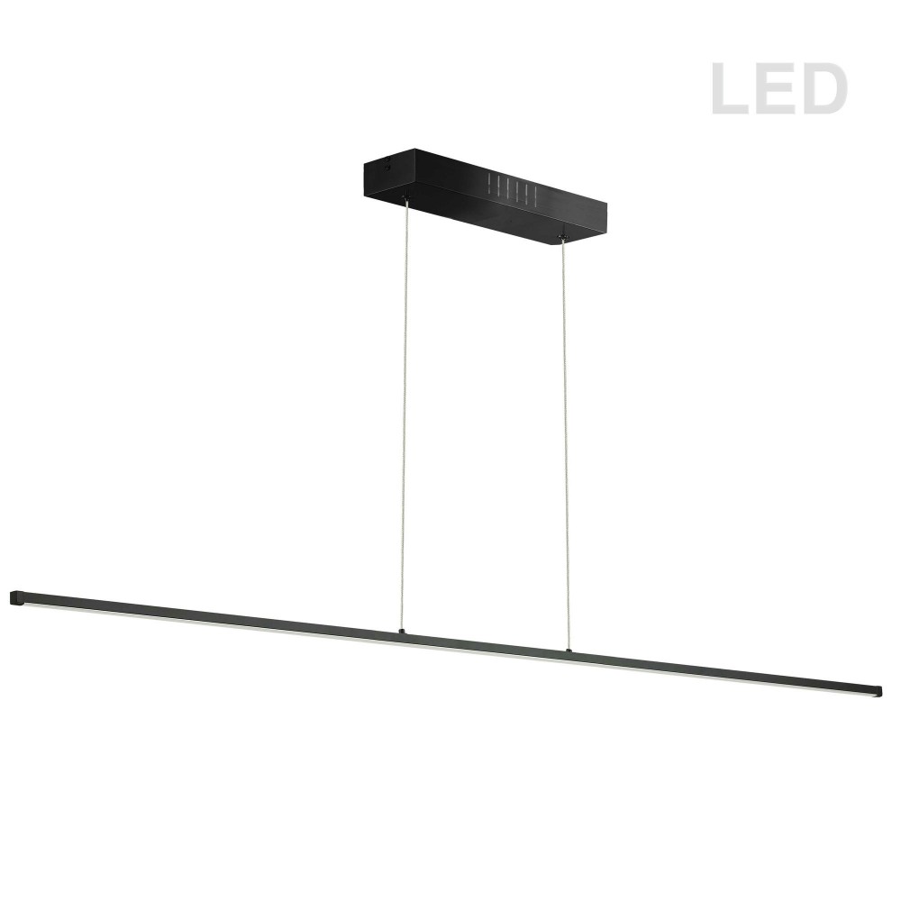 56W Horizontal Matte Black Pendant w/ White Acrylic Diffuser