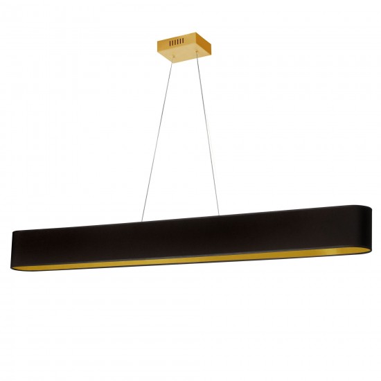 30W Horizontal Aged Brass Pendant w/ Black/Gold Shade, AUB-R5030HP-AGB-698