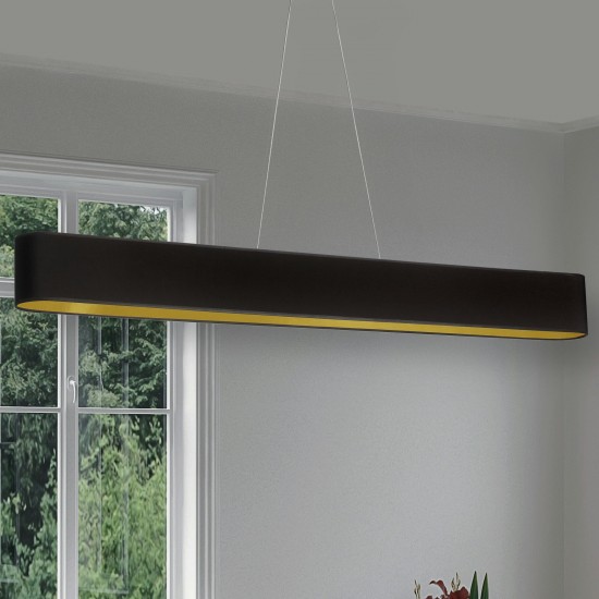 30W Horizontal Aged Brass Pendant w/ Black/Gold Shade, AUB-R5030HP-AGB-698