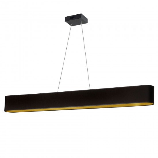 30W Horizontal Matte Black Pendant w/ Black/Gold Shade, AUB-R5030HP-MB-698