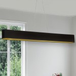 30W Horizontal Matte Black Pendant w/ Black/Gold Shade, AUB-R5030HP-MB-698