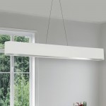 30W Horizontal Matte White Pendant w/ White/Silver Shade, AUB-R5030HP-MW-691